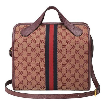 (WMNS) GUCCI Logo Stripe Webbing Canvas Large Capacity travel handbag  / Red Classic 565224-9Y9MT-9864