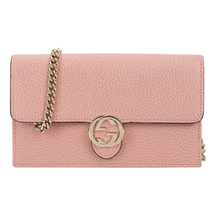 (WMNS) GUCCI Logo Double G Leather WOC Chain Shoulder Messenger Bag Pink Classic 510314-CAO0G-5806