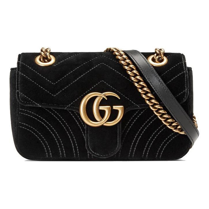 (WMNS) GUCCI GG Marmont ClassicG Crossbody Bag Single Shoulder Bag Black 446744-K4D2T-1000