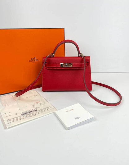 Hermes Kelly 20 Mini Sellier Bag red Epsom Gold Hardware