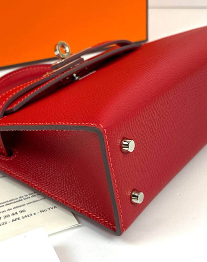 Hermes Kelly 20 Mini Sellier Bag red Epsom Gold Hardware