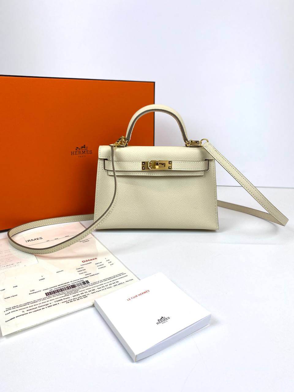 Hermes Kelly 20 Mini Sellier Bag beige Epsom Gold Hardware