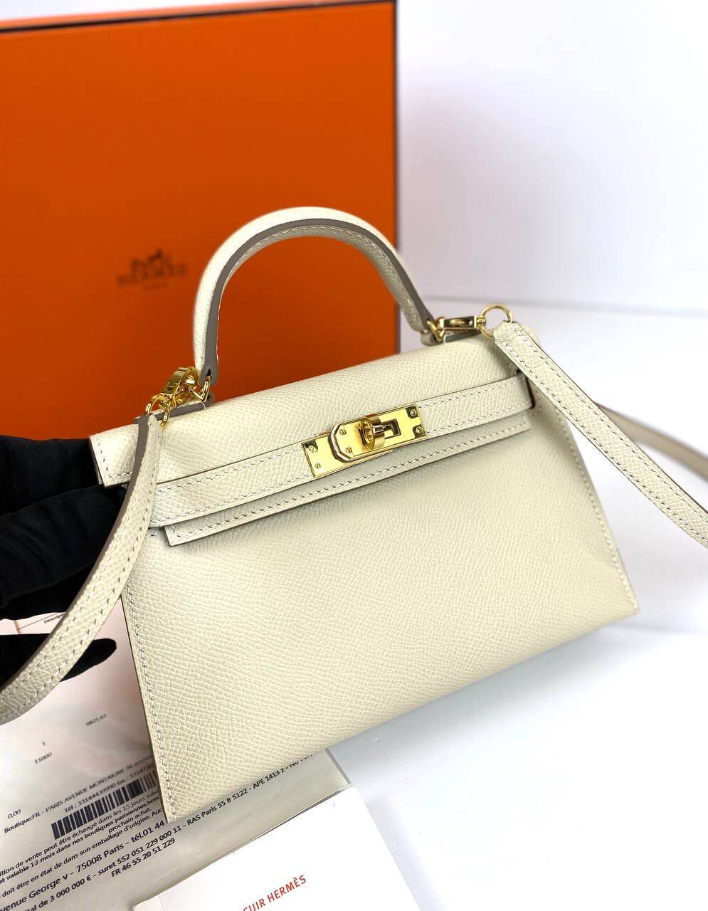 Hermes Kelly 20 Mini Sellier Bag beige Epsom Gold Hardware