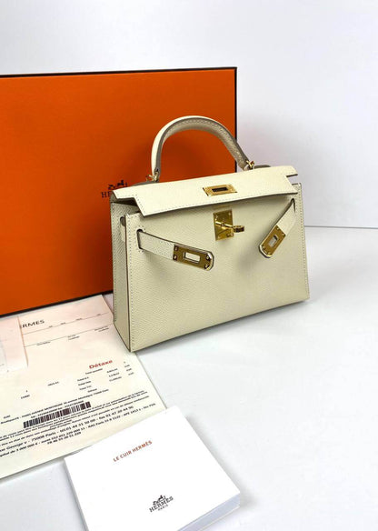 Hermes Kelly 20 Mini Sellier Bag beige Epsom Gold Hardware