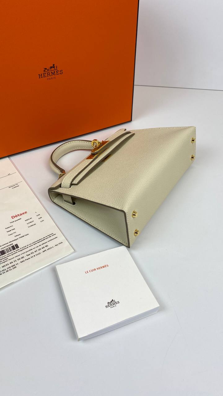 Hermes Kelly 20 Mini Sellier Bag beige Epsom Gold Hardware