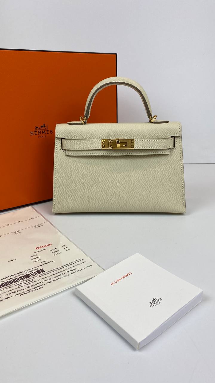 Hermes Kelly 20 Mini Sellier Bag beige Epsom Gold Hardware