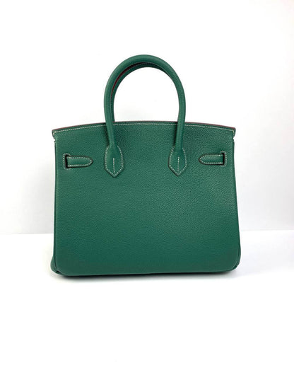 Hermes Birkin 30 Biscuit Togo Leather green Palladium Hardware