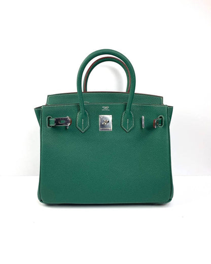 Hermes Birkin 30 Biscuit Togo Leather green Palladium Hardware