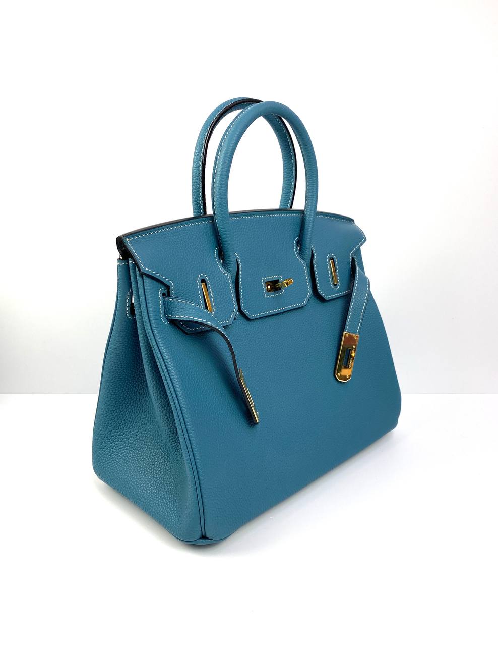 Hermes Birkin 30 Biscuit Togo Leather blue Gold Hardware