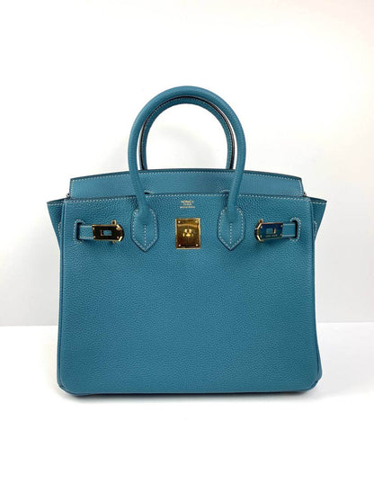 Hermes Birkin 30 Biscuit Togo Leather blue Gold Hardware