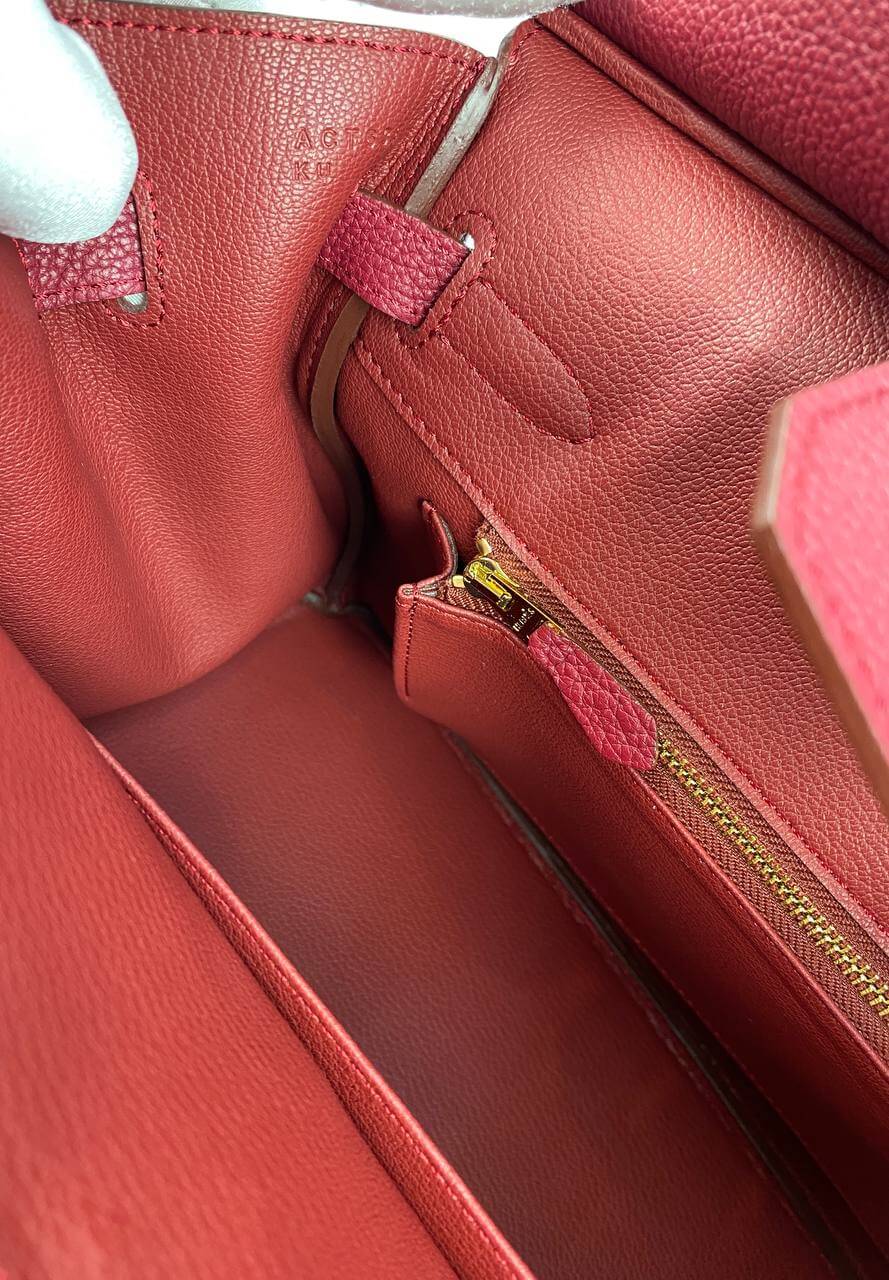 Hermes Birkin 30 Biscuit Togo Leather red Gold Hardware