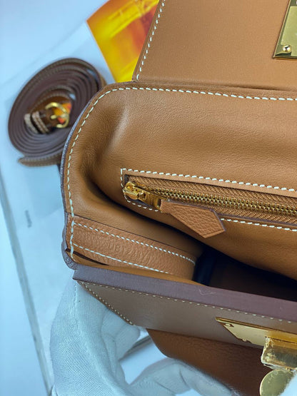 Hermes 24/24 Bag Evercolor with Swift 21  brown Gold Hardware