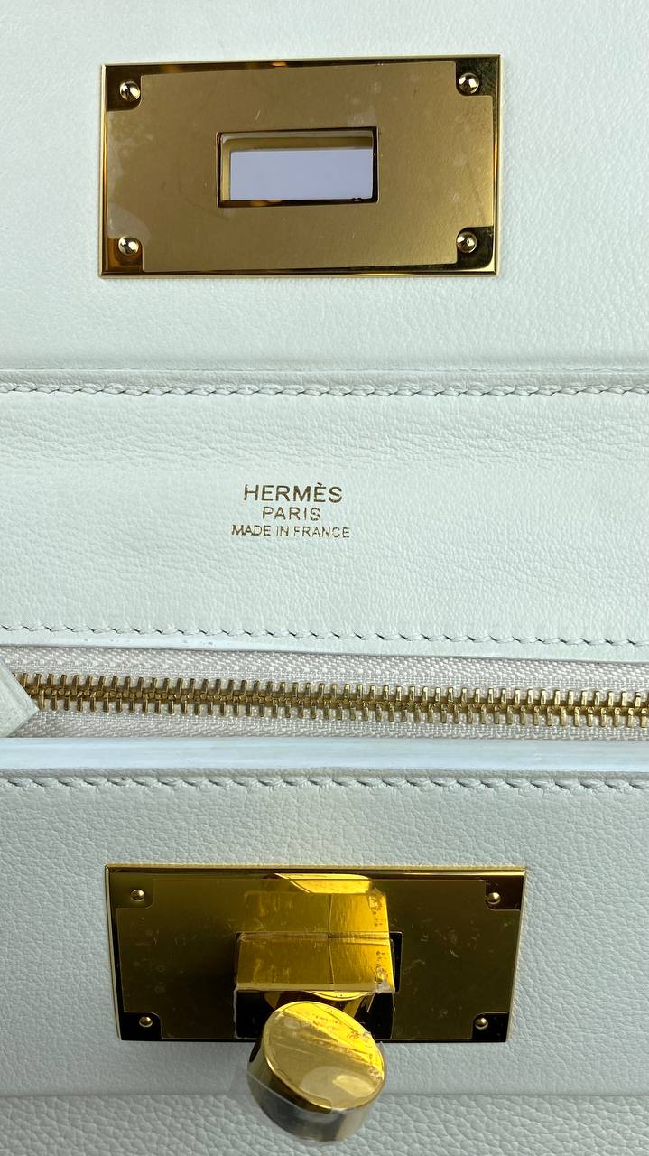 Hermes 24/24 Bag Evercolor with Swift 21  white Gold Hardware