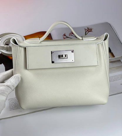 Hermes 24/24 Bag Evercolor with Swift 21 white palladium-platedHardware