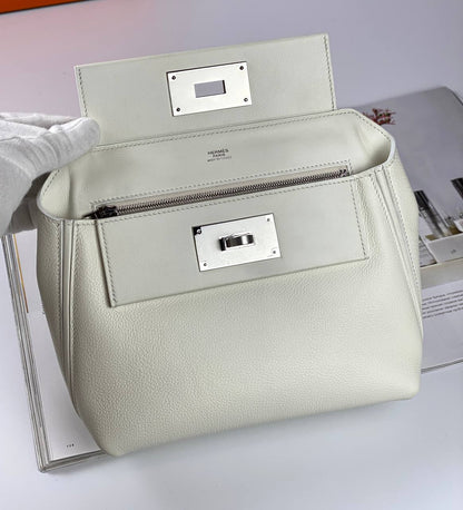 Hermes 24/24 Bag Evercolor with Swift 21 white palladium-platedHardware