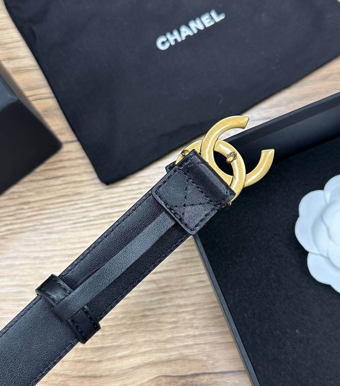 Chanel Caviar Quilted CC Belt gold