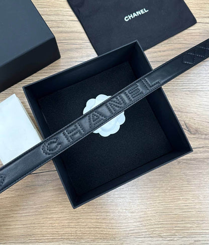 Chanel Caviar Quilted CC Belt silver