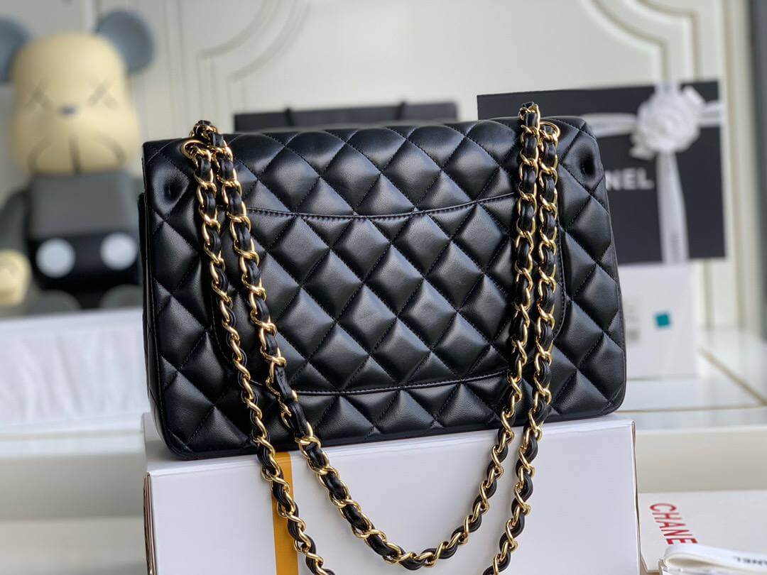 Chanel Classic  Lambskin & Gold-Tone Metal Black