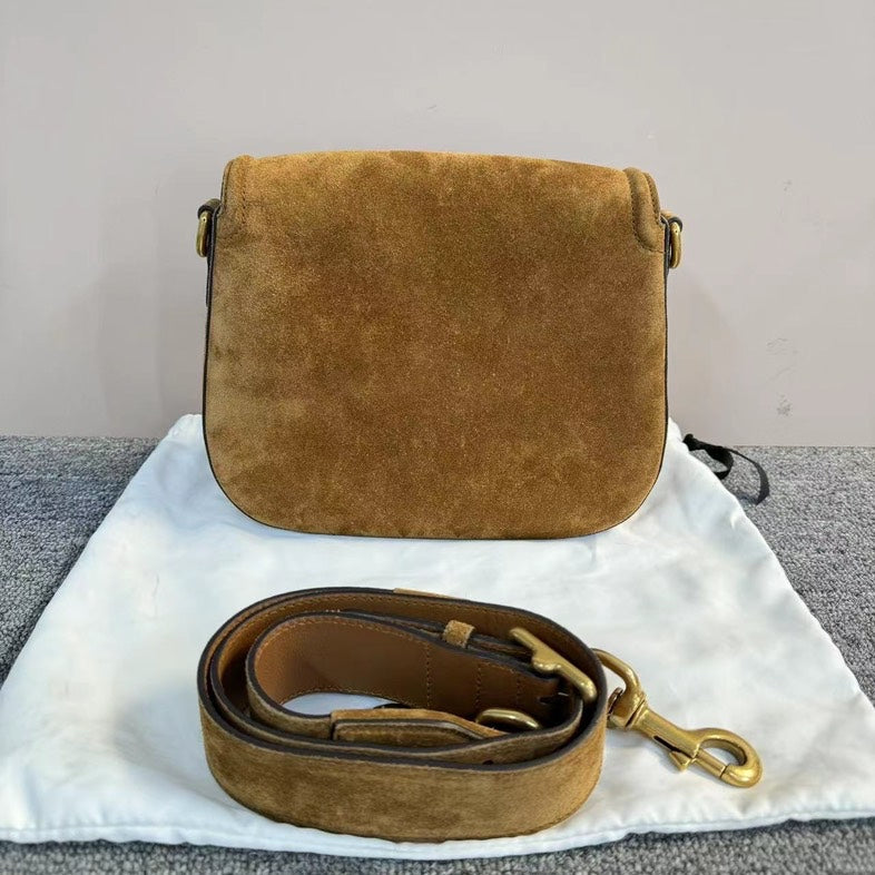 Gucci Brown Suede Crossbody Bag with DustBag, Medium Size