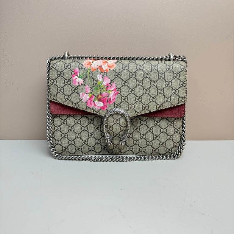 Gucci Dionysus Floral Chain Bag Beige Canvas Medium