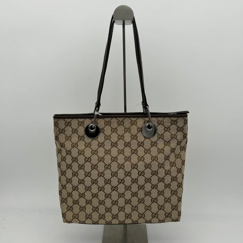 Gucci Canvas GG Monogram Medium Shoulder Bag - Beige Brown