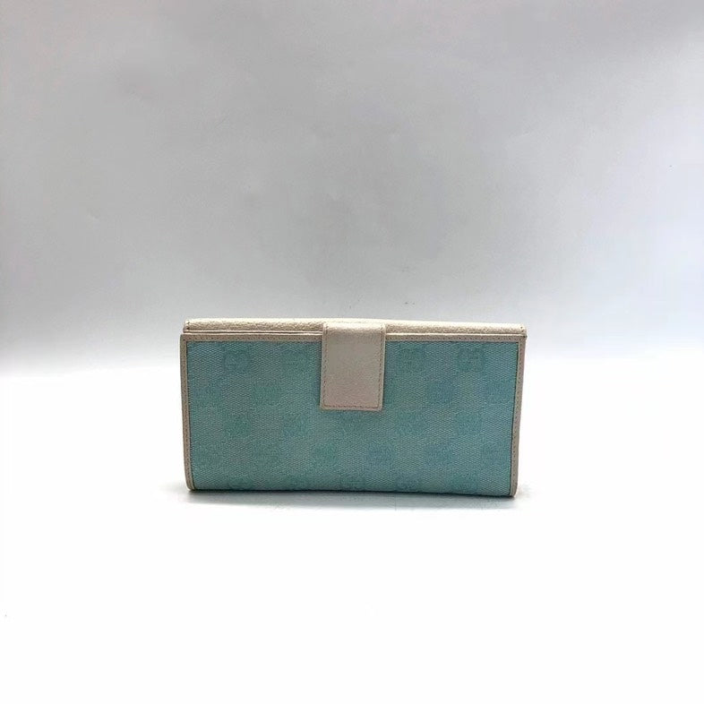 Gucci Bifold Wallet Beige and Light Blue Medium Size