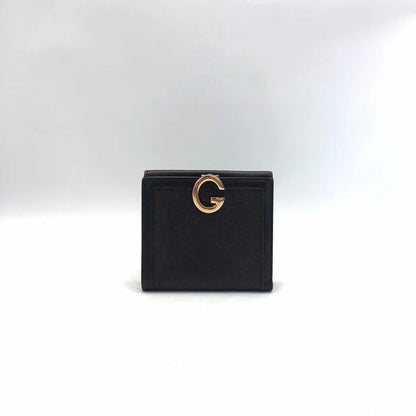 Gucci Black Short Wallet - Compact Bifold Wallet with Gold "G" Emblem