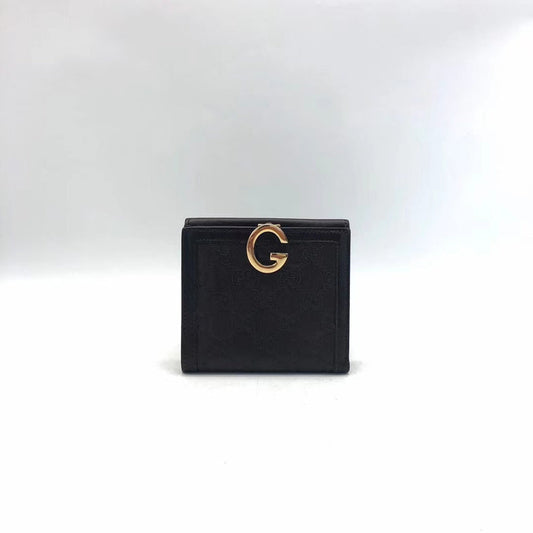 Gucci Black Short Wallet - Compact Bifold Wallet with Gold "G" Emblem