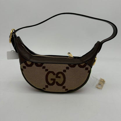 Gucci Canvas Leather Shoulder Bag - Brown and Beige Medium Size