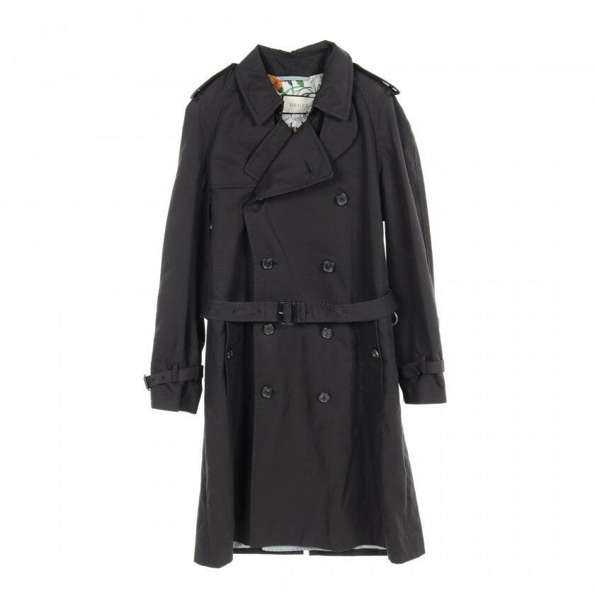 Gucci Black Trench Coat Size 40 Women's Outerwear Fashionable Long Jacket.