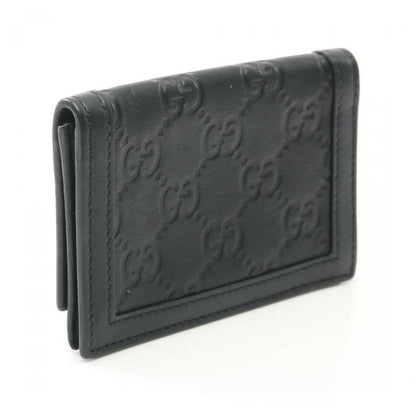 Gucci Black Leather Sima Name Card Holder Wallet