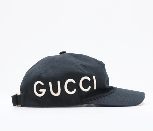 Gucci Black Embroidered Logo Hat - Size 58cm