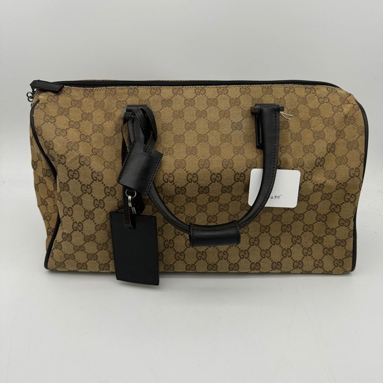 Gucci Canvas Travel Bag Brown Medium Size