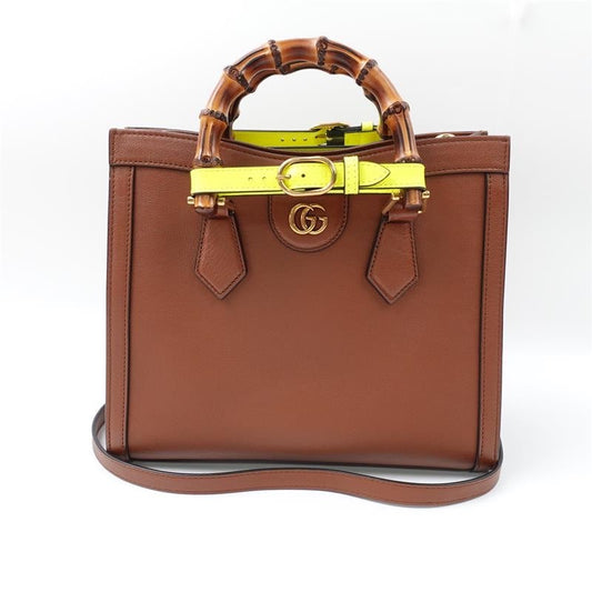 Gucci Diana Brown Calfskin Shoulder Bag With Bamboo Handles