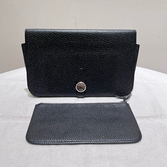 Hermes Dogon Calfskin Black Wallet