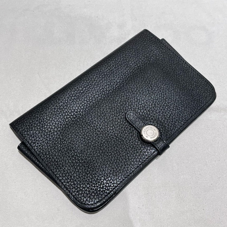 Hermes Dogon Calfskin Black Wallet