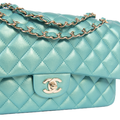 Chanel Medium Classic Double Flap in Iridescent Green