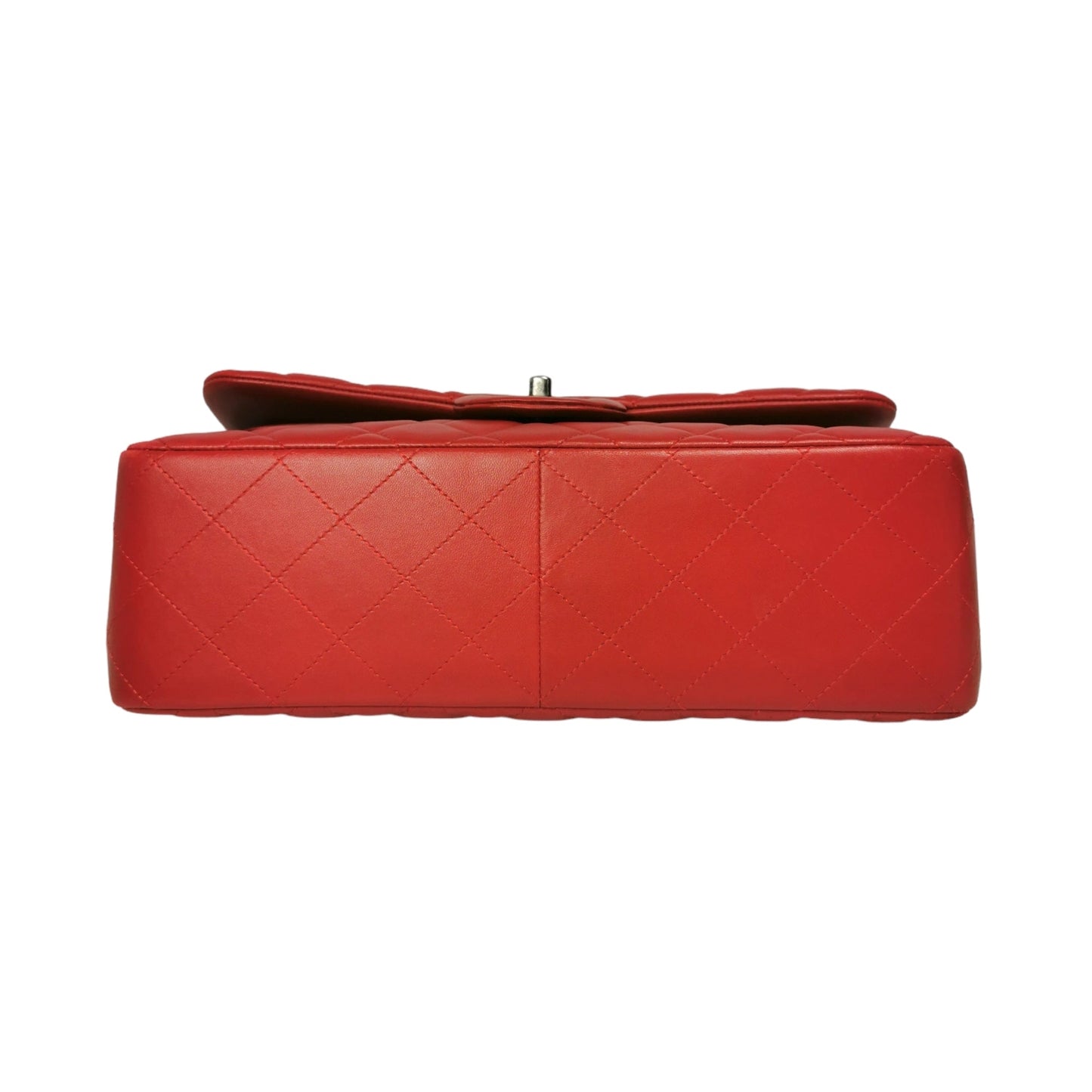 Chanel Classic Double Flap Jumbo Red Lambskin Ruthenium