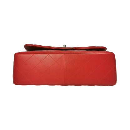 Chanel Classic Double Flap Jumbo Red Lambskin Ruthenium