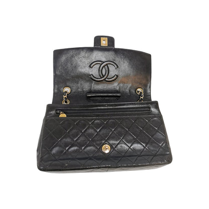 Chanel Single Rounded Flap Medium Black Lambskin Gold