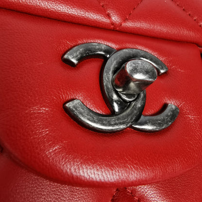 Chanel Classic Double Flap Jumbo Red Lambskin Ruthenium