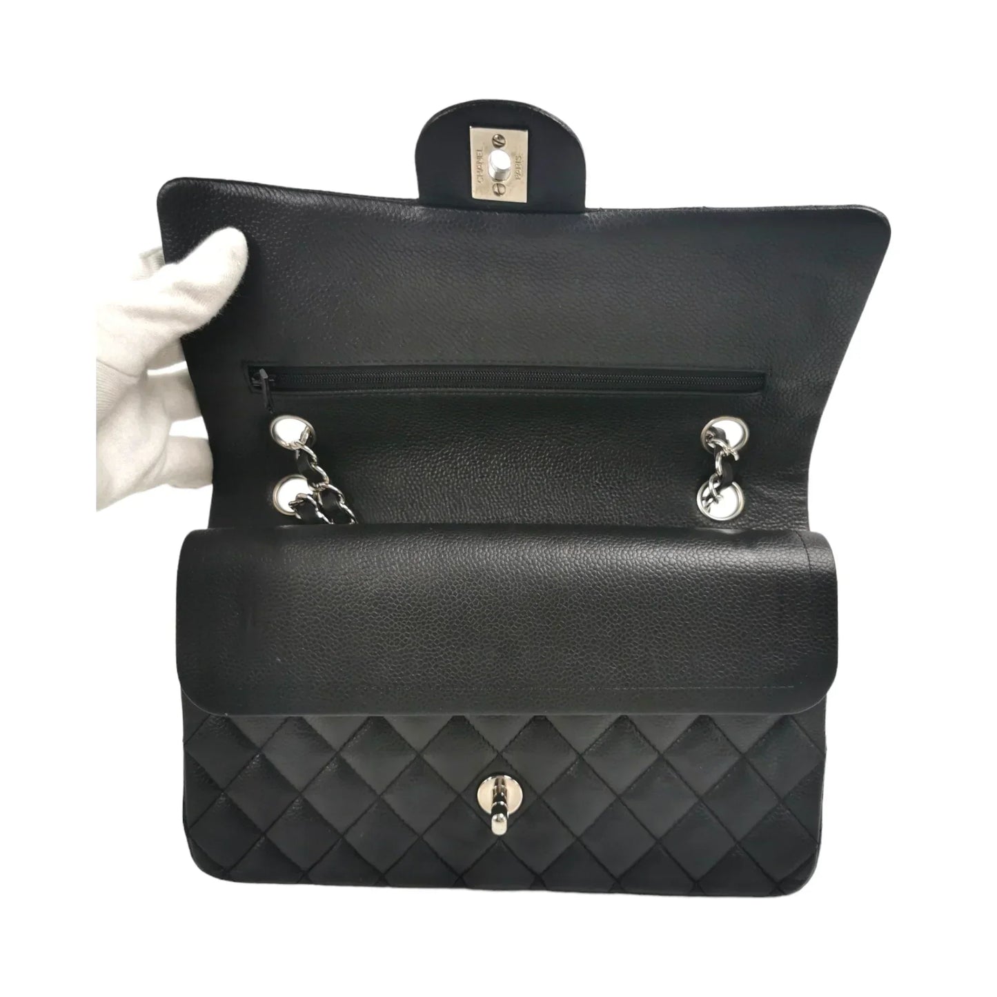 Chanel Classic Double Flap Medium Black Caviar Silver - first payment