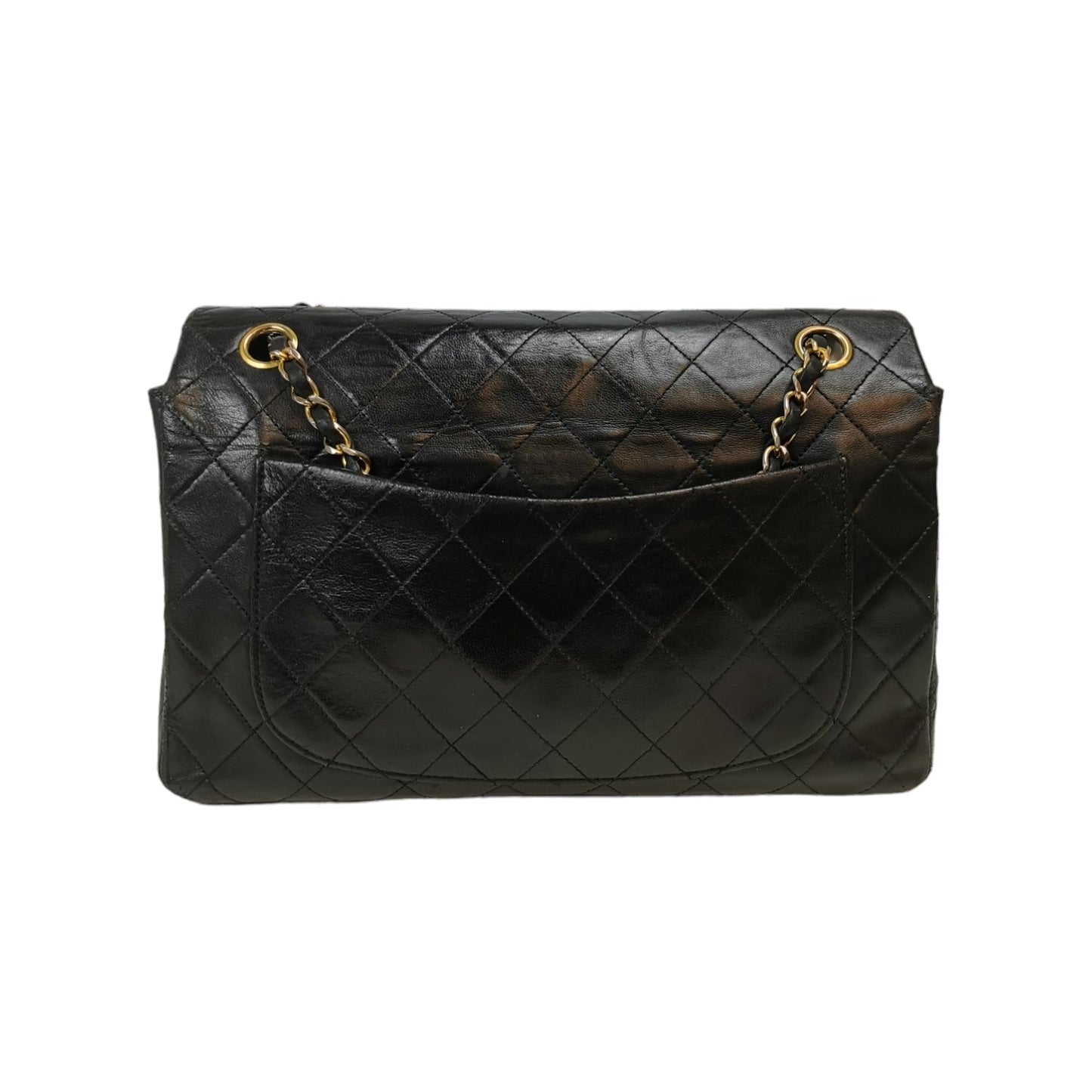 Chanel Single Rounded Flap Medium Black Lambskin Gold