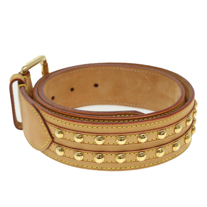 Louis Vuitton  Studs Belt Leather 80/32 Beige LV Auth ro735