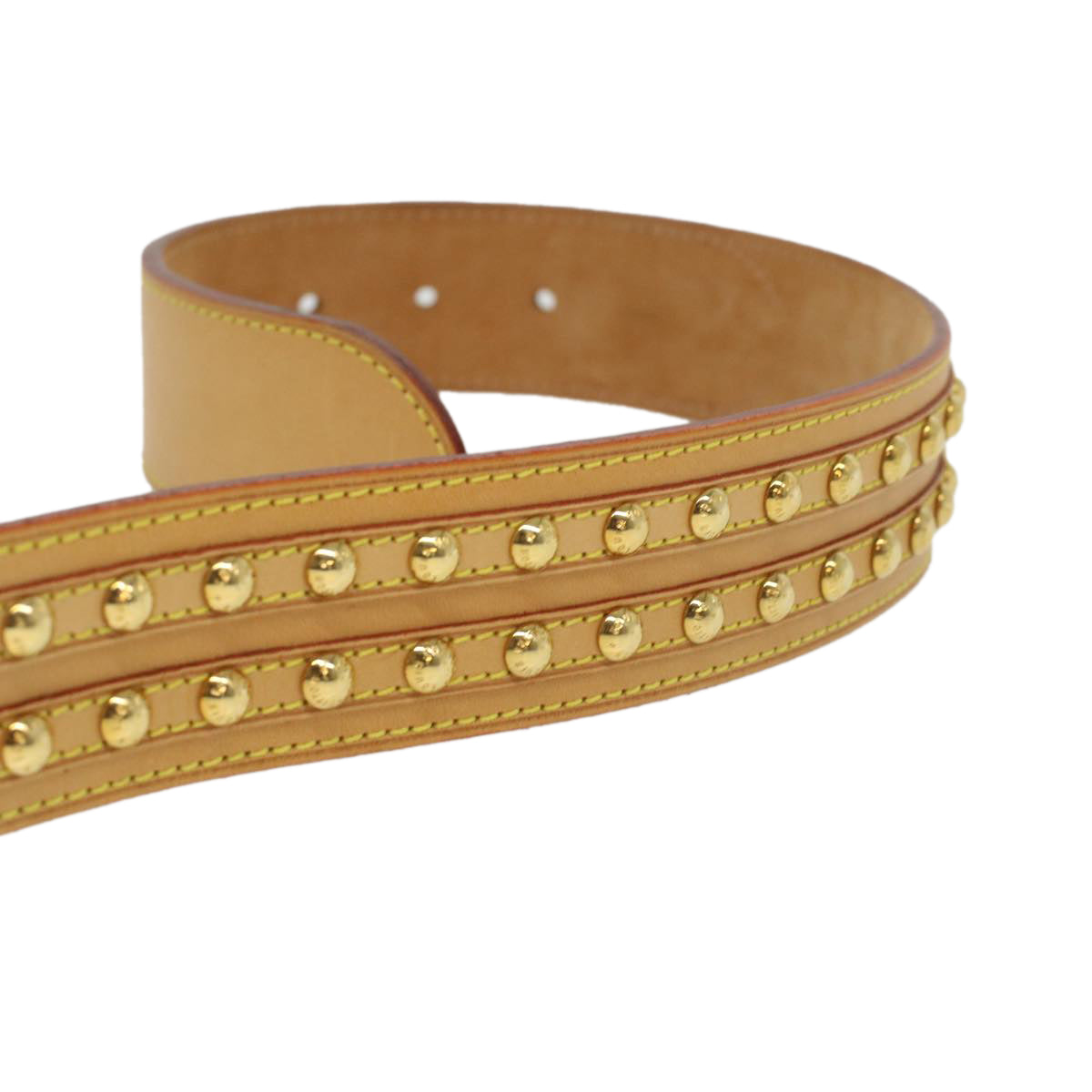 Louis Vuitton  Studs Belt Leather 80/32 Beige LV Auth ro735