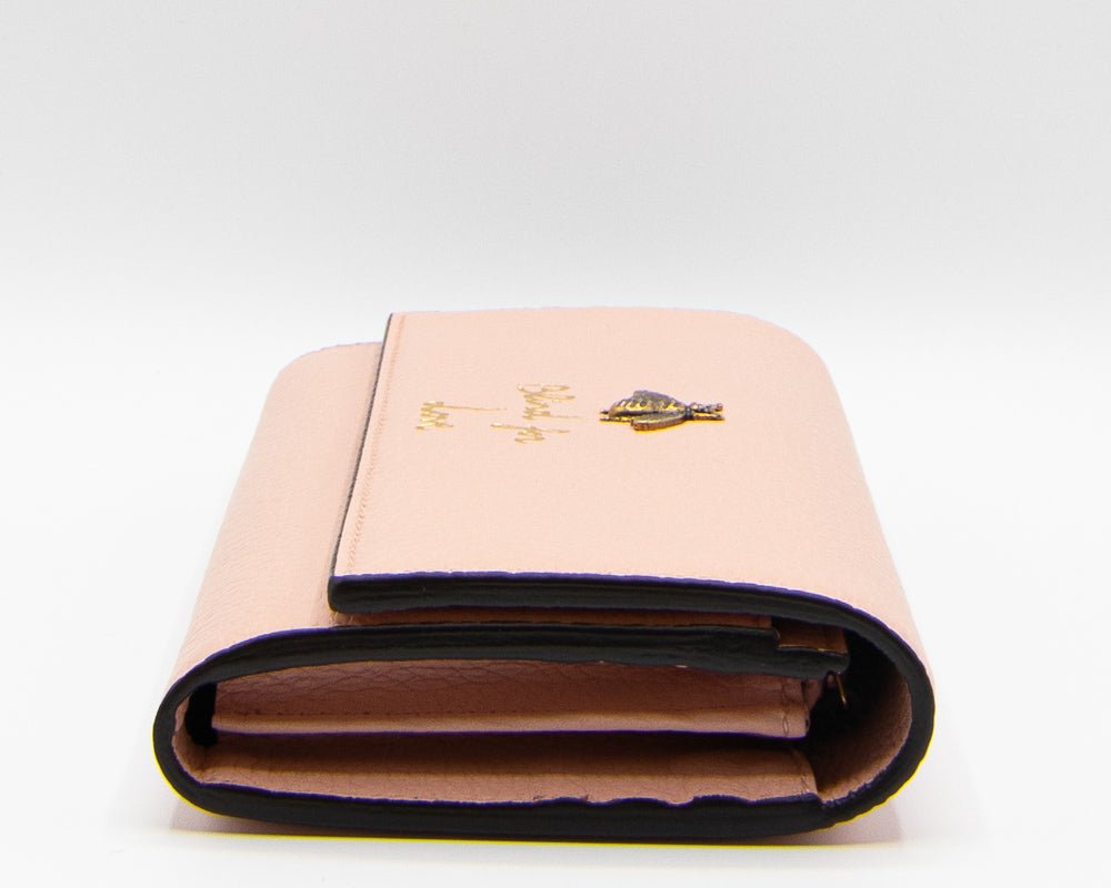 Gucci Continental Bee Blind for Love Wallet Pink Leather 454070