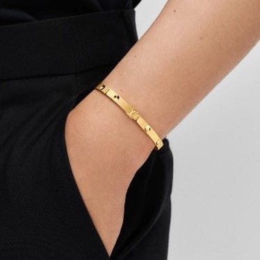 Louis Vuitton 18K Gold Bangle Empreinte LV Sz M