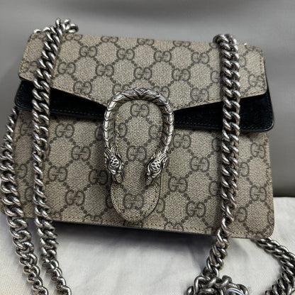 Gucci Dionysus Gg Supreme Chain Shoulder Bag,Beige