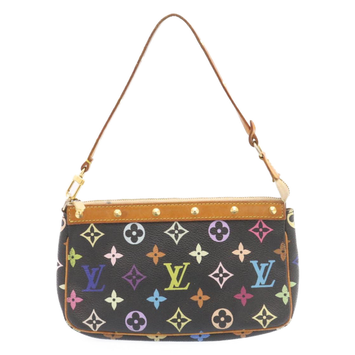 Louis Vuitton  Multicolor Pochette Accessoires Pouch Black M92648 LV Auth 20741