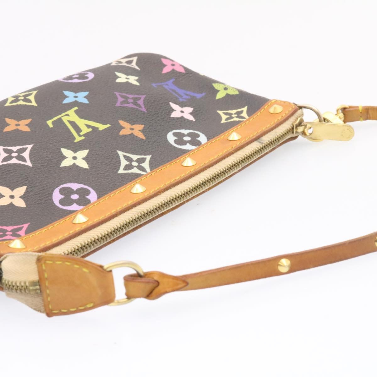 Louis Vuitton  Multicolor Pochette Accessoires Pouch Black M92648 LV Auth 20741